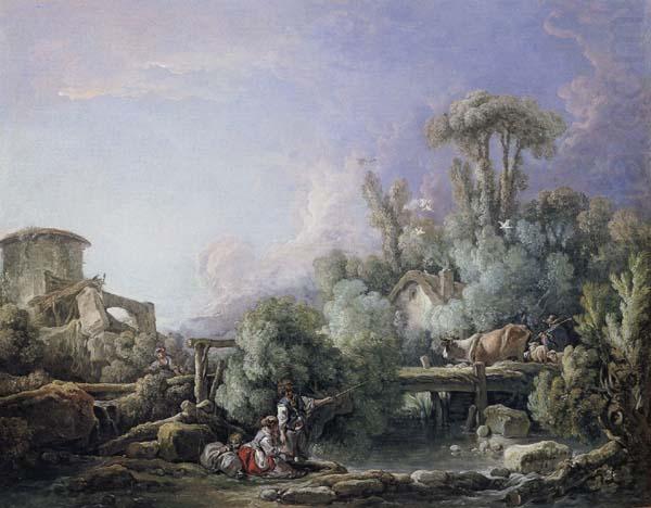 Francois Boucher Landscape with a Young Fisherman china oil painting image